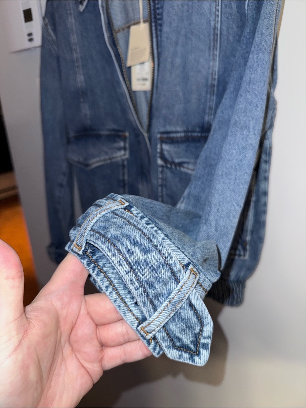 Dynamite Collared Blue Denim Zip-Front Jacket - Picture 5 of 7